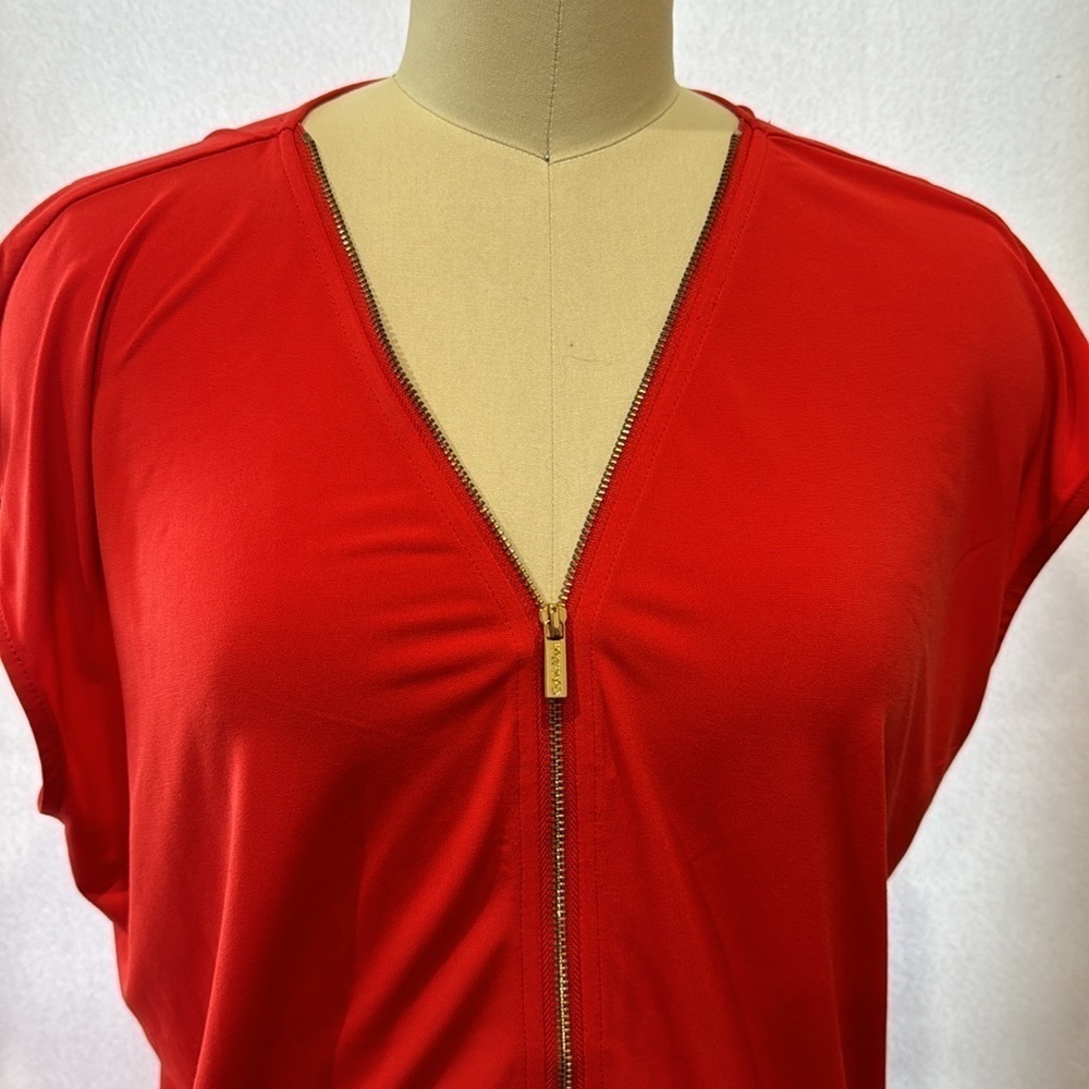 Calvin Klein Red Zip-Front Women’s Blouse